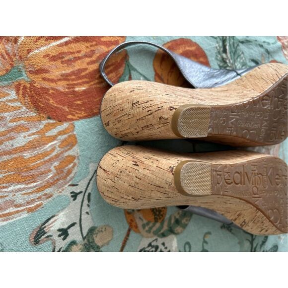 Calvin Klein Heidy Platform Cork Wedge Heels, Slingback Pumps, Sz 8.5 - Picture 10 of 11